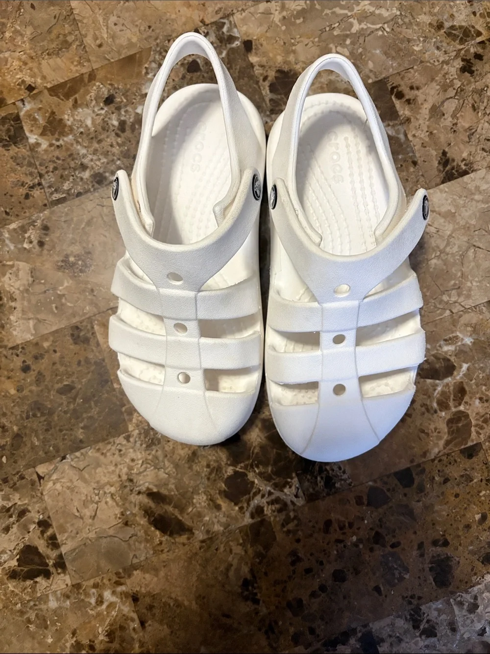 CROCS Kids' White Fisherman-Style Sandals